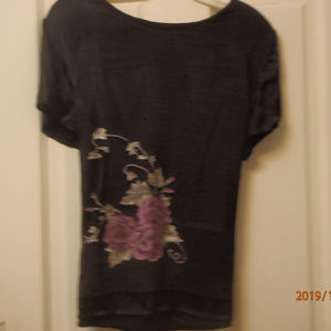 black silk short sleeve shirt